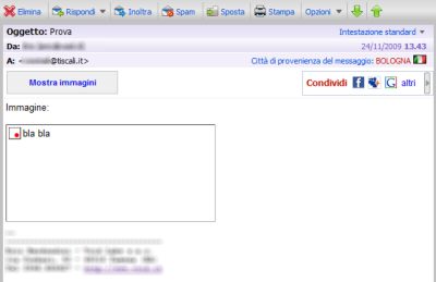 Blocco immagini Tiscali Mail