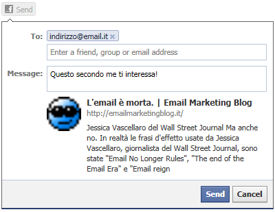 Facebook "send" plugin